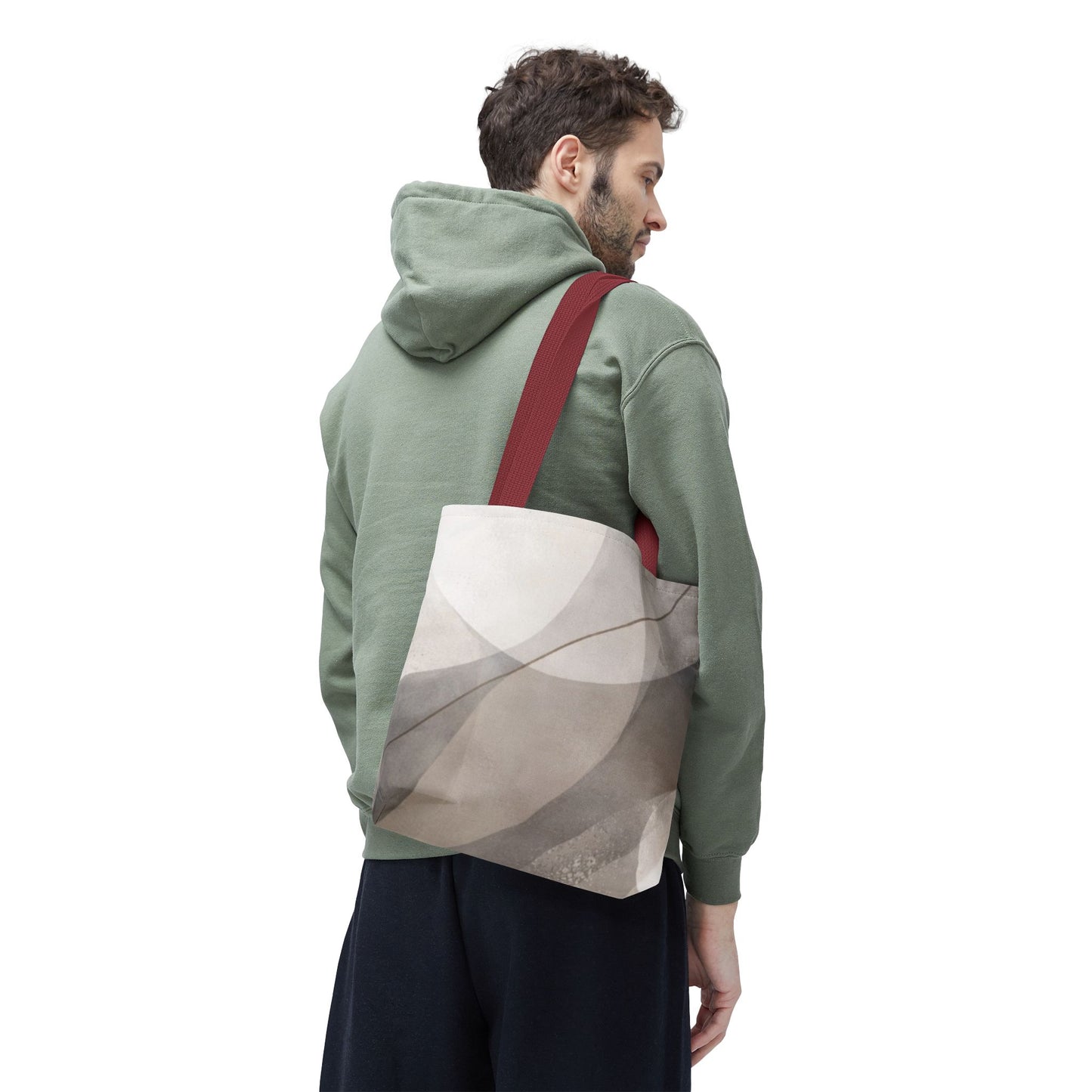 Neutral Abstract Watercolor Waves Tote Bag | All-Over Print