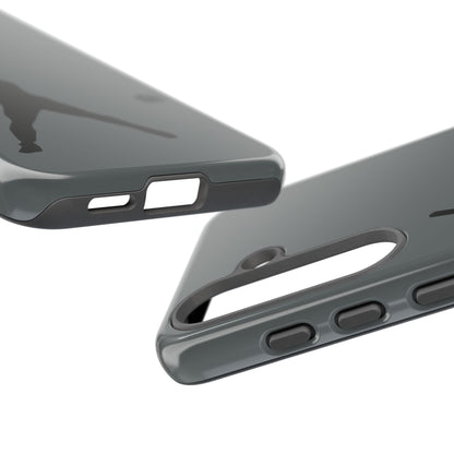 Black Printify baseball silhouette tough phone case on an iPhone, designed for sporty protection and durability.