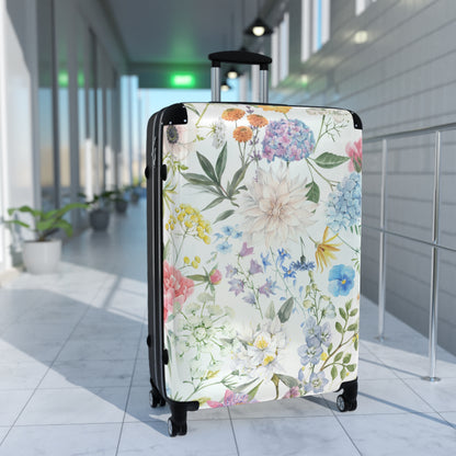 Floral Watercolor Suitcase – Lightweight Carry-On Luggage with Pastel Garden Print