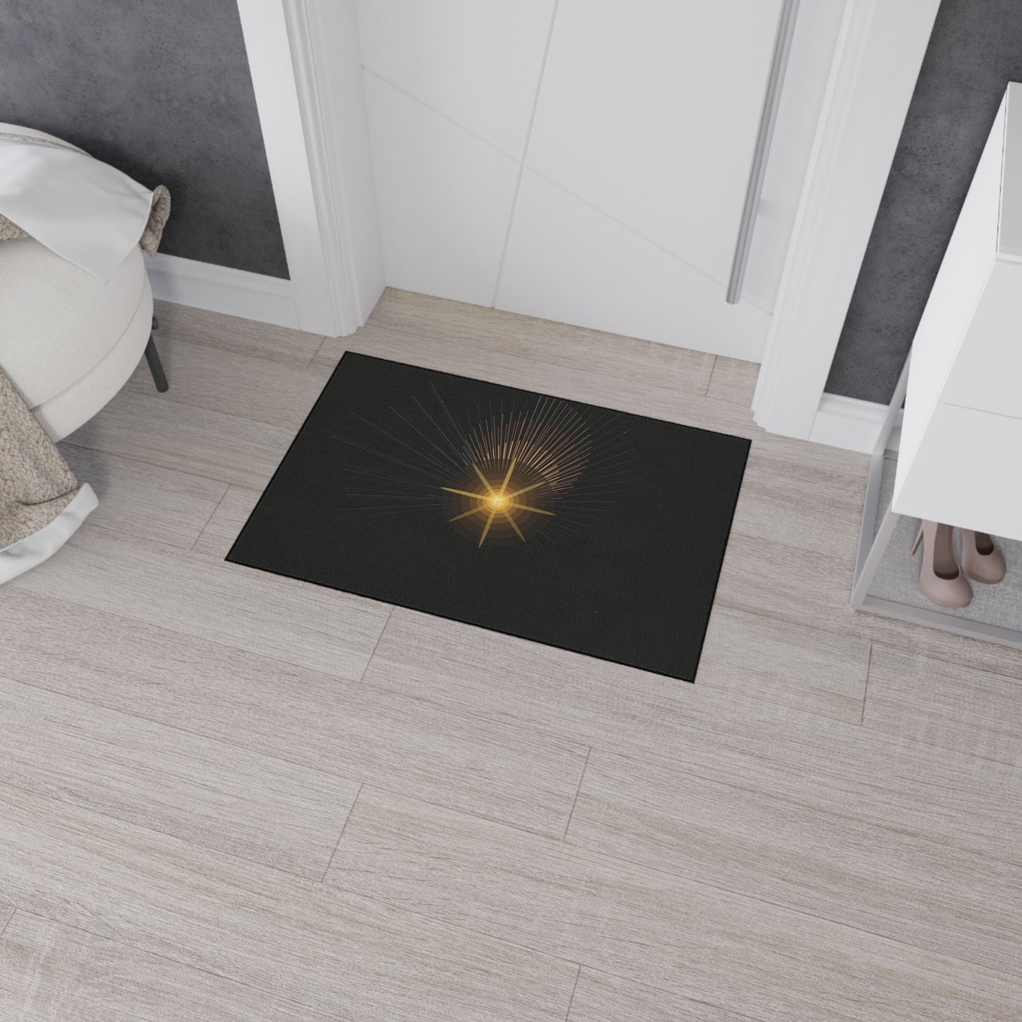 Radiant Star Burst Floor Mat | Black Entrance Rug - TRV
