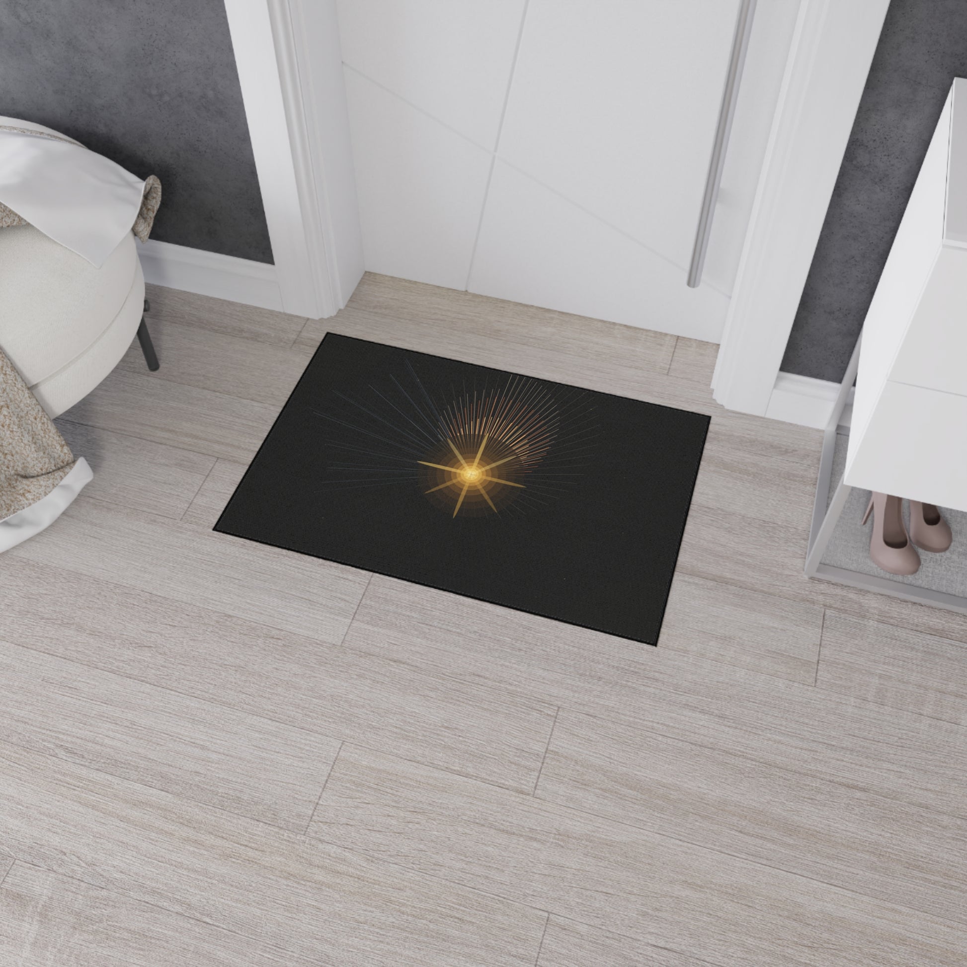 Radiant Star Burst Floor Mat | Black Entrance Rug - TRV