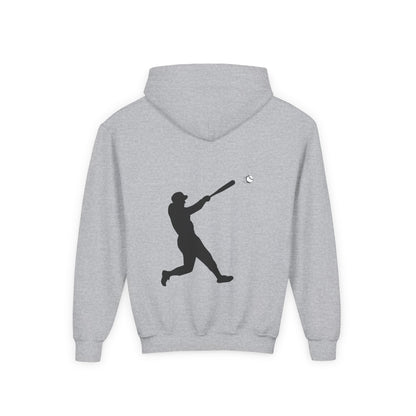 Youth baseball silhouette hoodie for kids, featuring a baseball player design on a comfortable pullover sweatshirt.