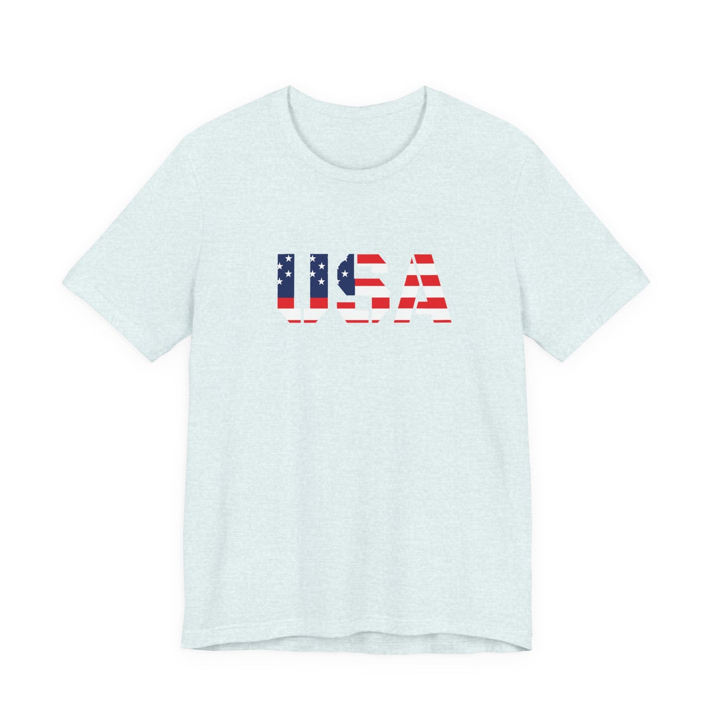 USA Flag Text Tee — Patriotic Fourth of July T-Shirt