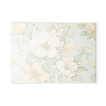 Floral Glass Cutting Board — Vintage Yellow Dogwood Design