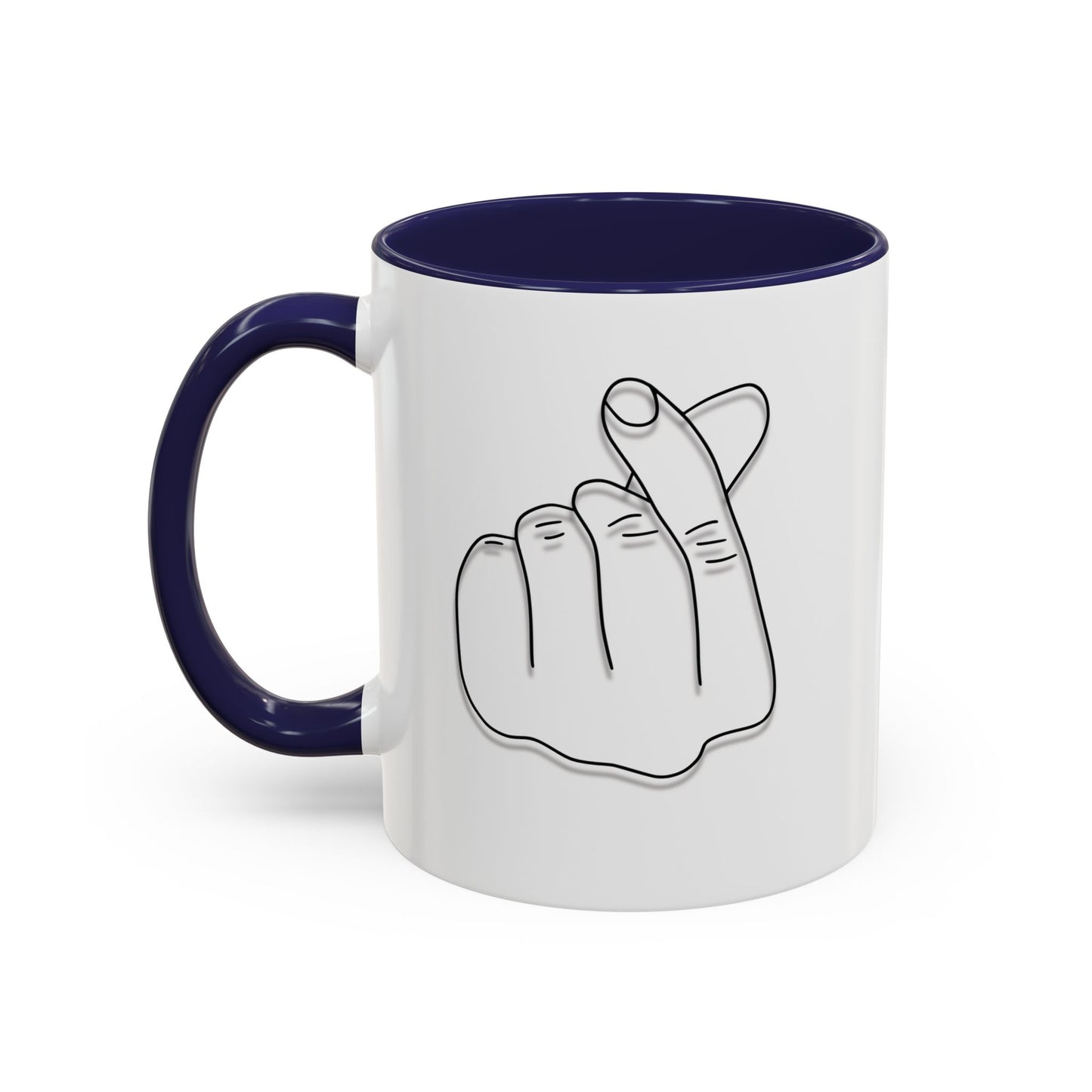 K-Pop Accent Mug - Love Gesture Design (11oz, 15oz), Korean Pop Coffee Cup, K-Pop Lover Gift, Cute Drinkware, Unique Mug