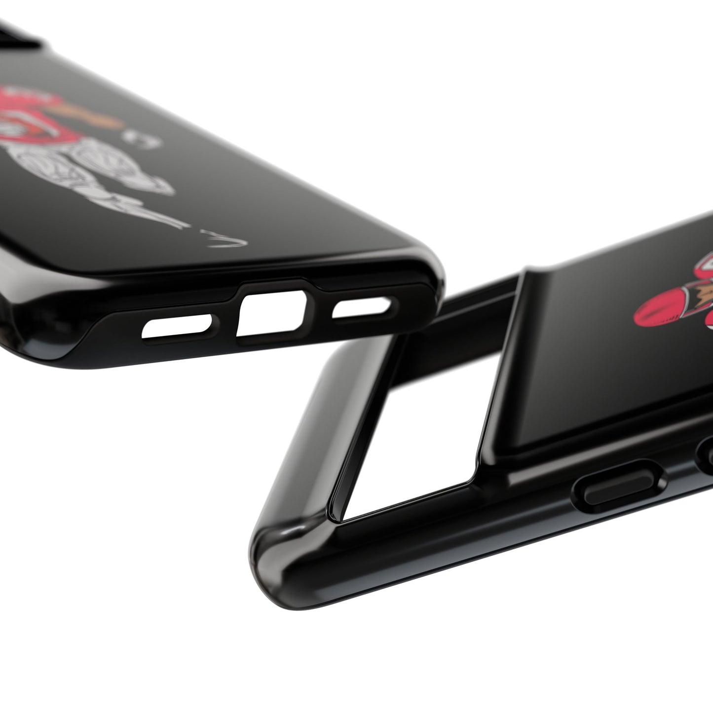 Black football player tough phone case for iPhone, offering durable protection with sports-themed design by Printify.