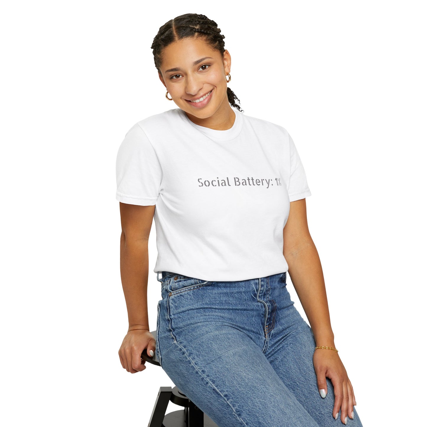 Social Battery 1% T-shirt | Introvert Funny Text Tee
