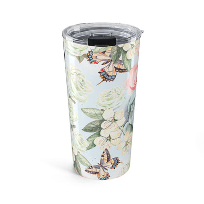 Vintage floral and butterfly 20oz insulated stainless steel tumbler - view 2