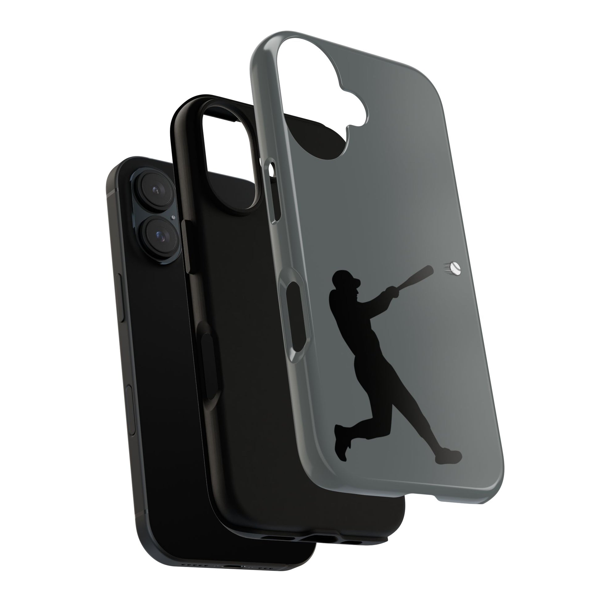 Printify baseball batter phone case, tough protective smartphone cover featuring a baseball player design for fans.