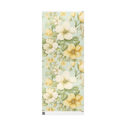 Floral Lemon Wrap — Citrus Blossom Wrapping Paper Roll