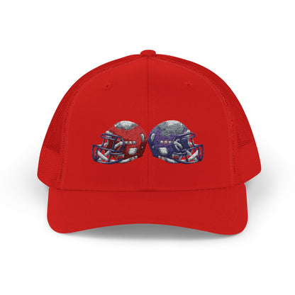 Sporty Snapback Trucker Cap with Football Helmets, Baseball Cap, Outdoor Activity Hat, Gift for Sports Fans, Team Spirit Wear - TRV