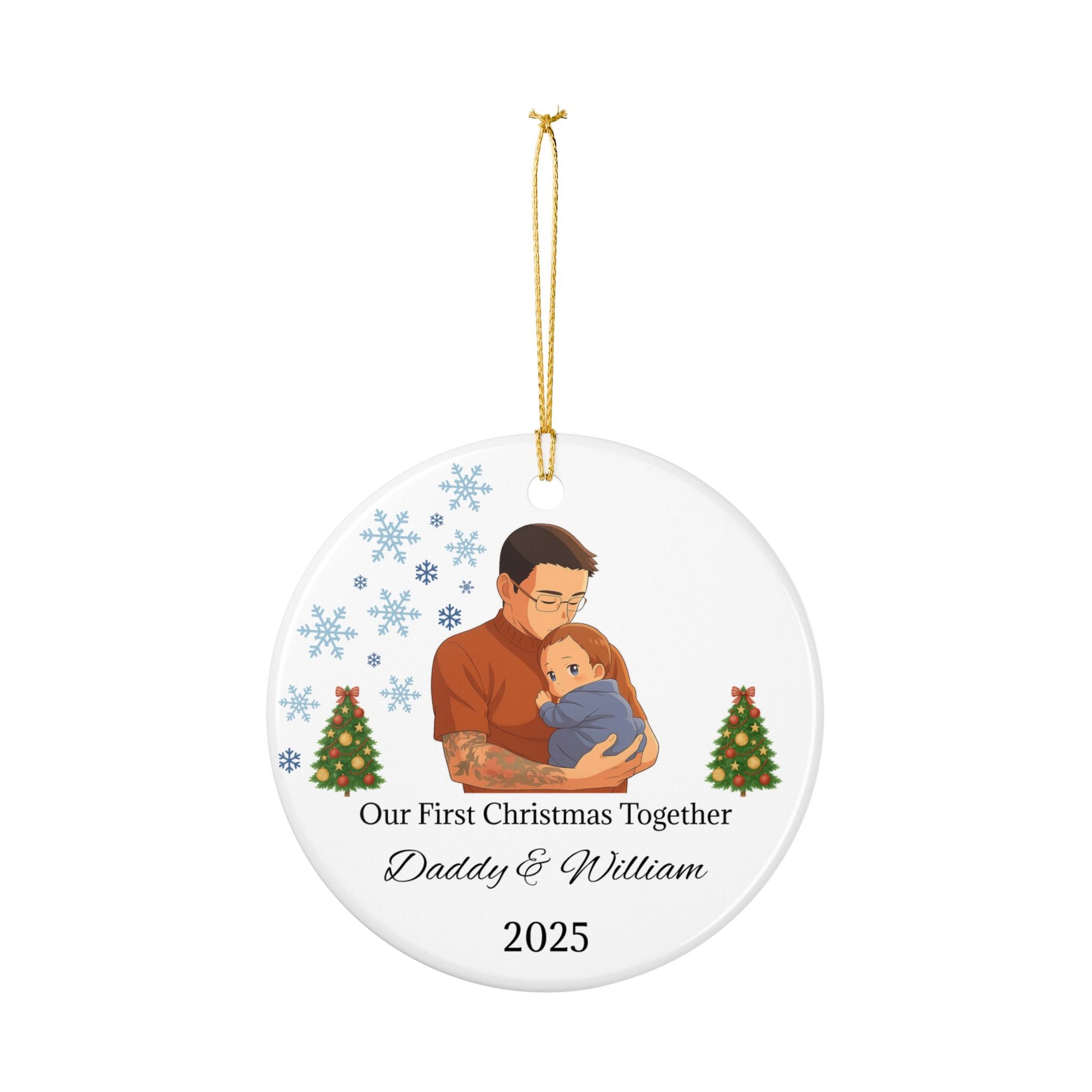 Daddy and Baby Personalized Ceramic Ornaments, Our First Christmas Together | 2025 Keepsake Gift, Holiday Decor, Tree Decoration, Family - TRV