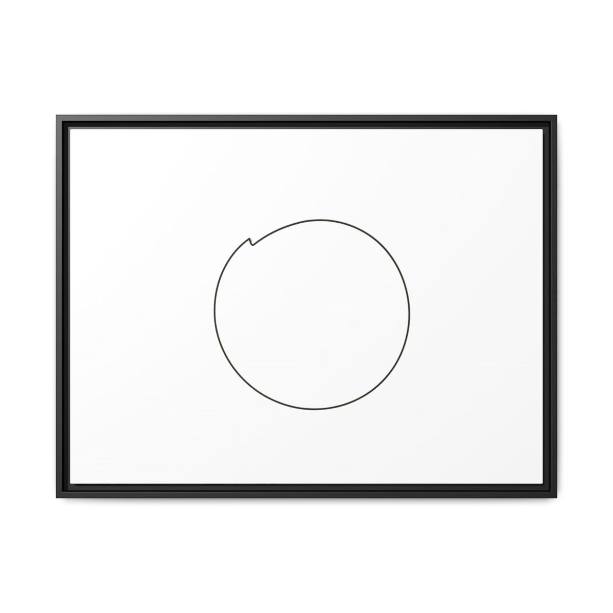 Framed matte canvas wall art featuring a minimal circular line design in black and white, by Printify.