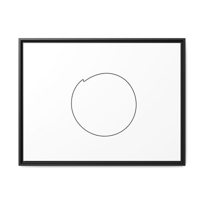 Framed matte canvas wall art featuring a minimal circular line design in black and white, by Printify.