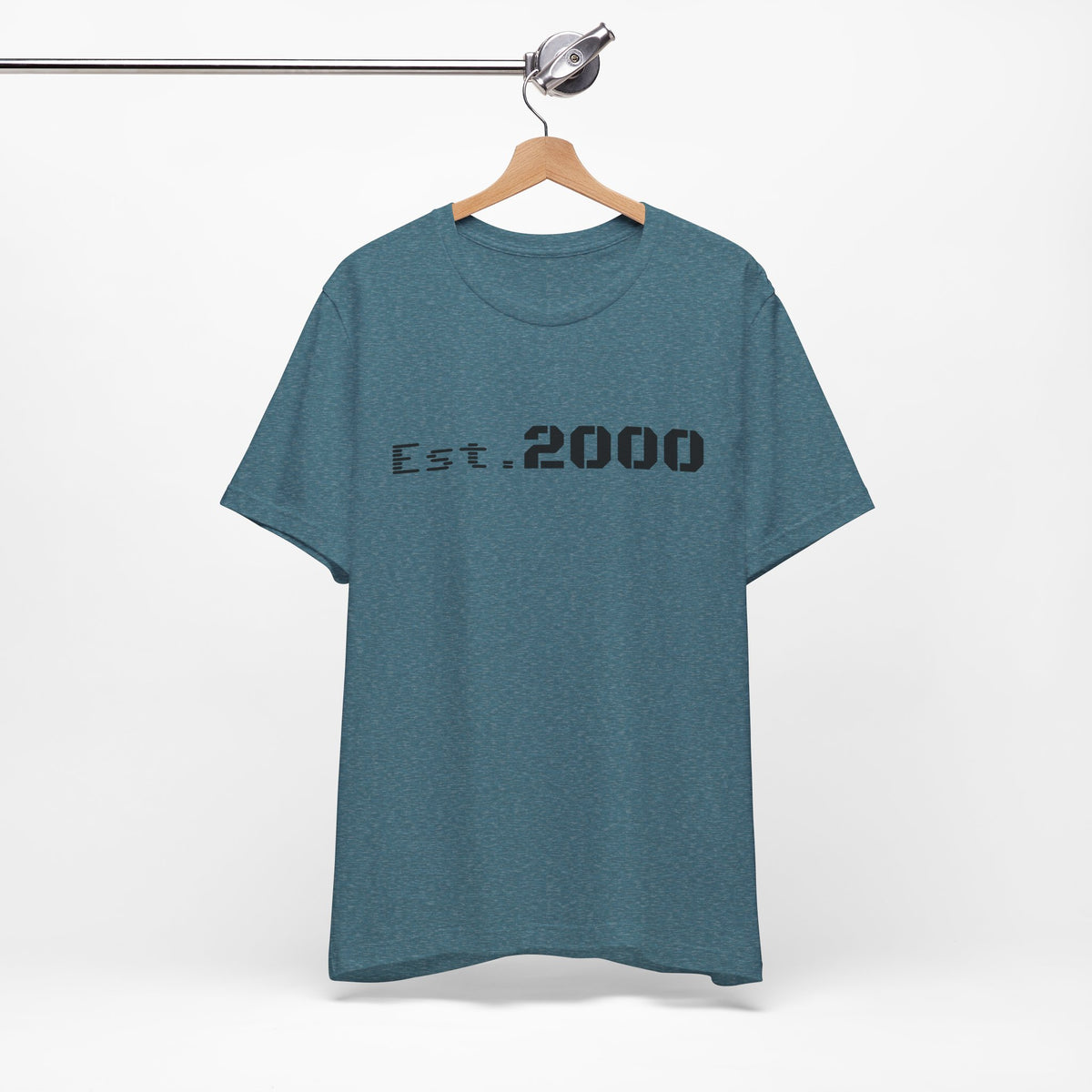 Retro pixel design T-shirt celebrating 2000 birth year, made by Printify, featuring a vintage-inspired graphic on a casual T-shirt.