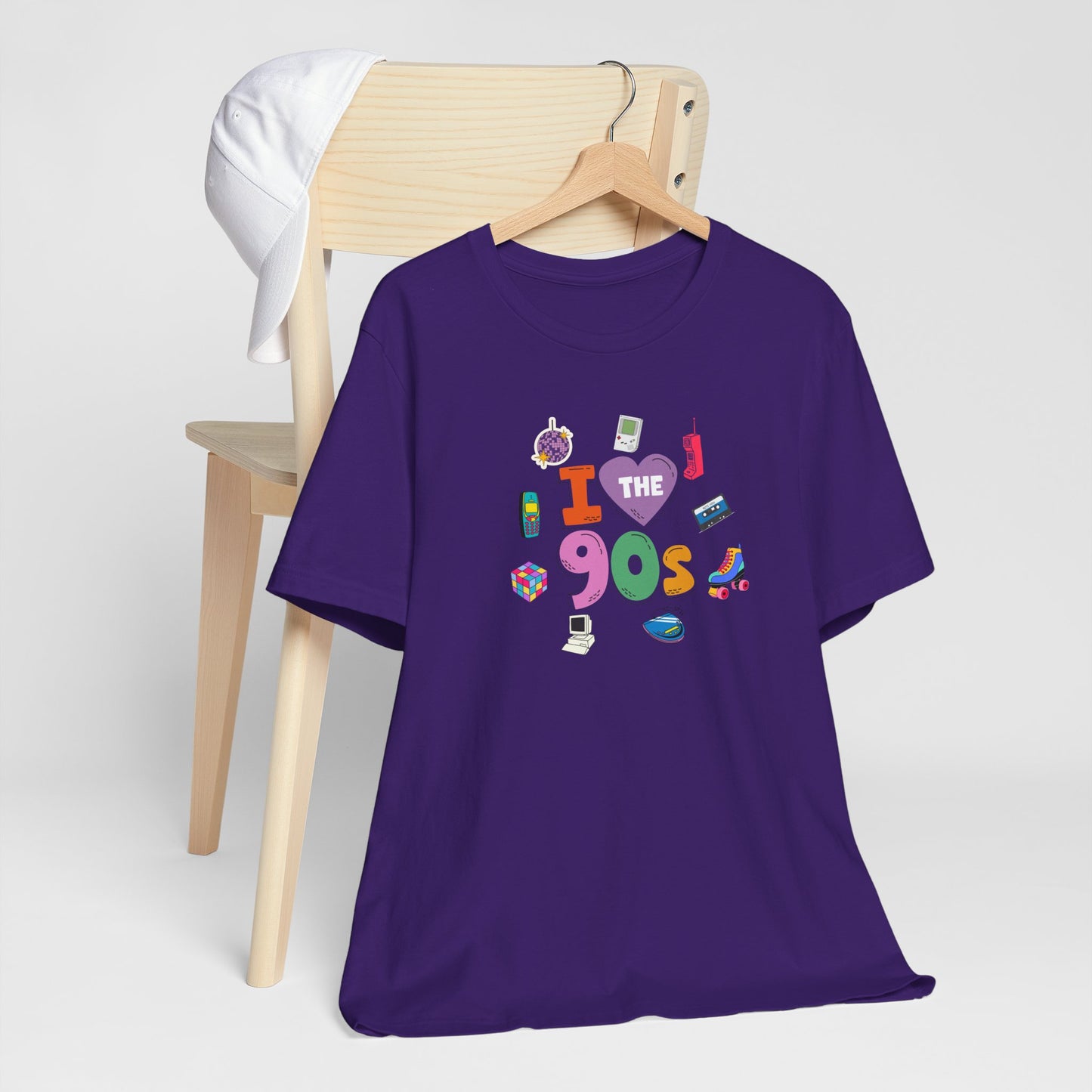 I  Love the 90's Short Sleeve Tee - Retro Graphic Tee, Vintage Style Shirt, Perfect for Casual Outings, 90s Nostalgia Apparel