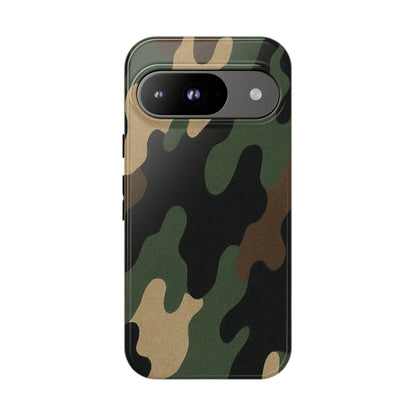 Military green camo tough phone case by Printify, rugged protective cover designed for durability and style.