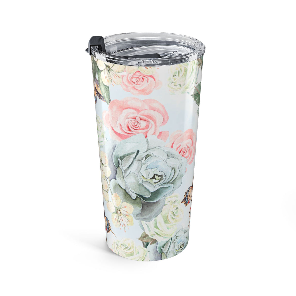 Vintage floral and butterfly 20oz insulated stainless steel tumbler - view 5