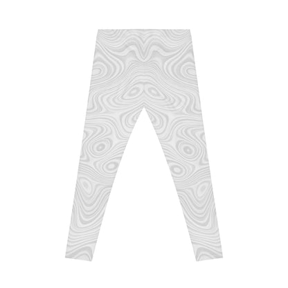 White marble swirl print all-over leggings for women, casual style with vibrant marble design by Printify