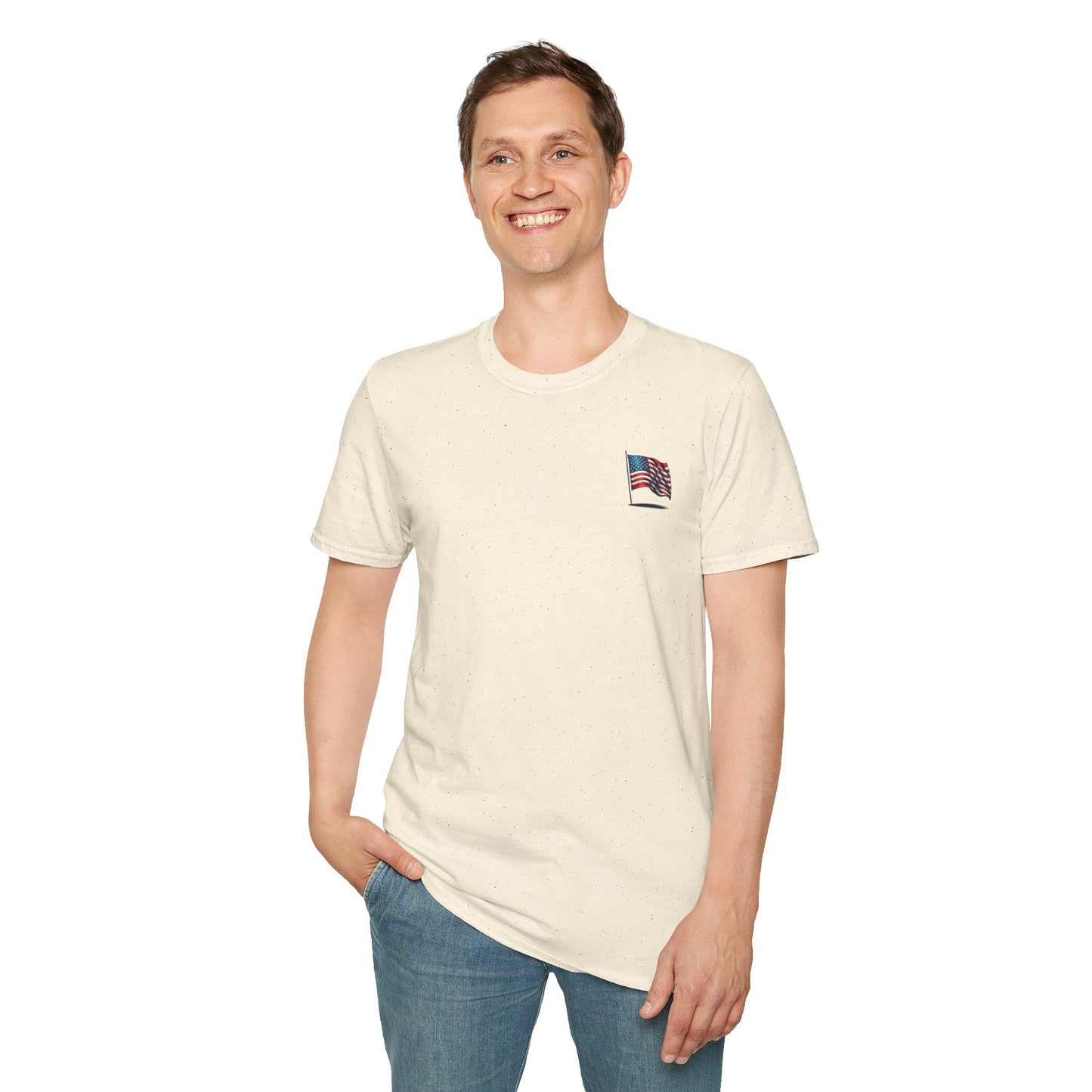 Patriotic Unisex Softstyle T-Shirt, American Flag Tee, USA Pride Shirt, Perfect for Independence Day, Casual Wear - TRV