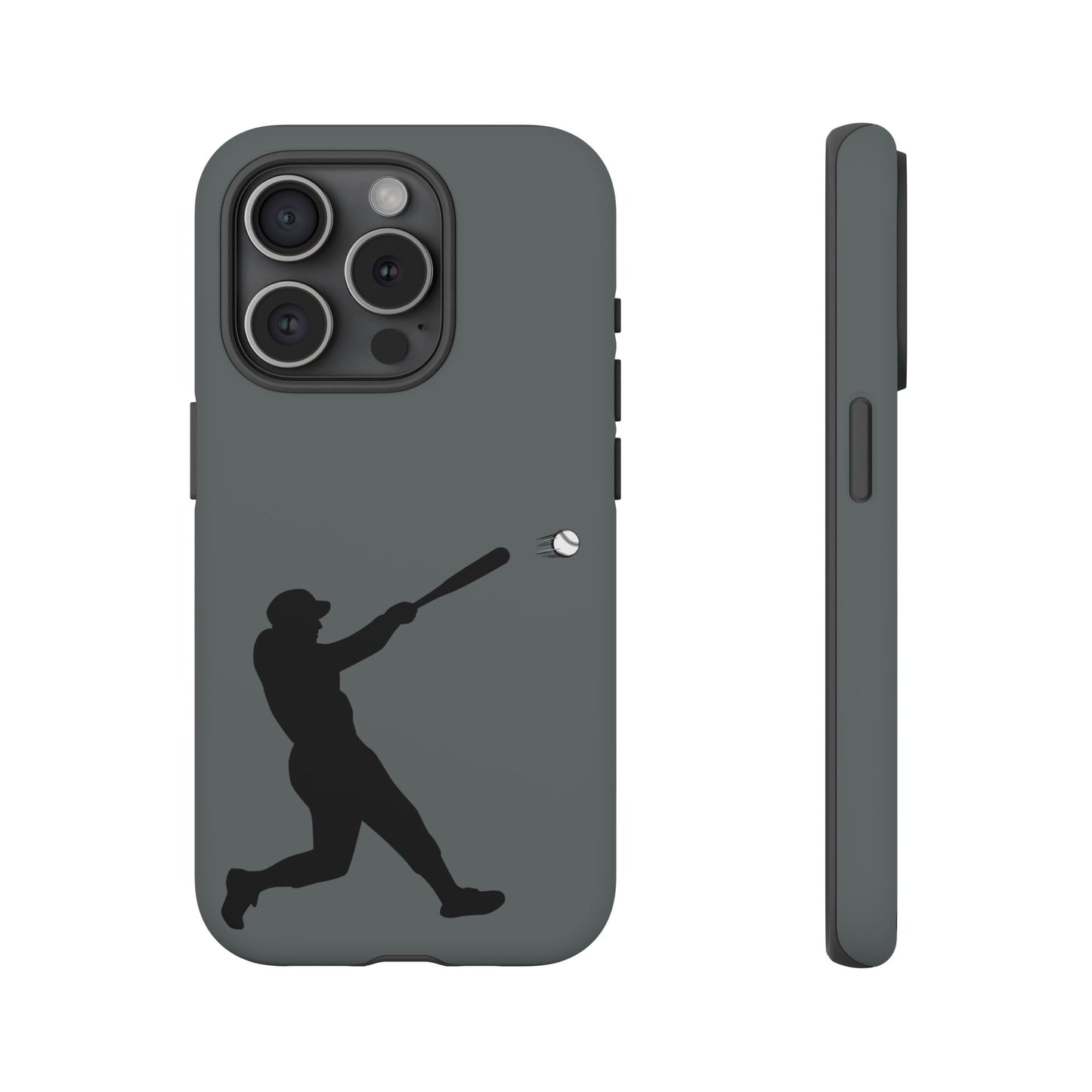 Printify baseball batter phone case, tough protective smartphone cover featuring a baseball player design for fans.
