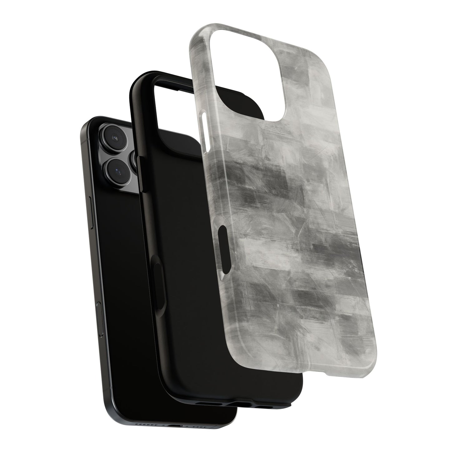 Abstract gray grid phone case for iPhone, tough protective cover by Printify with modern geometric design.