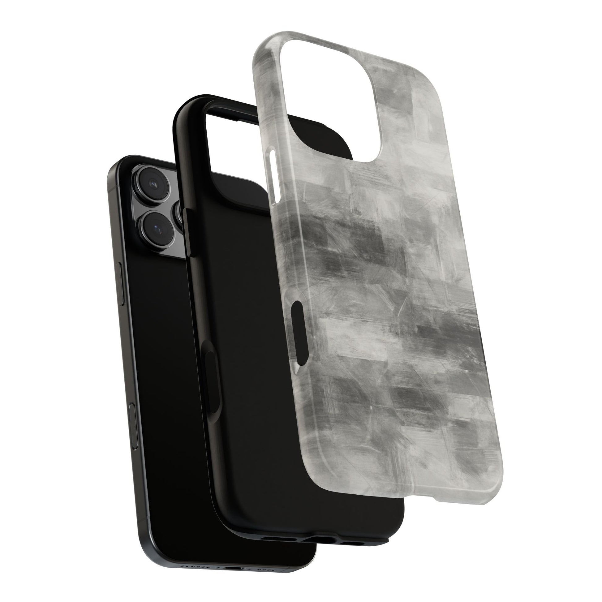 Abstract gray grid phone case for iPhone, tough protective cover by Printify with modern geometric design.