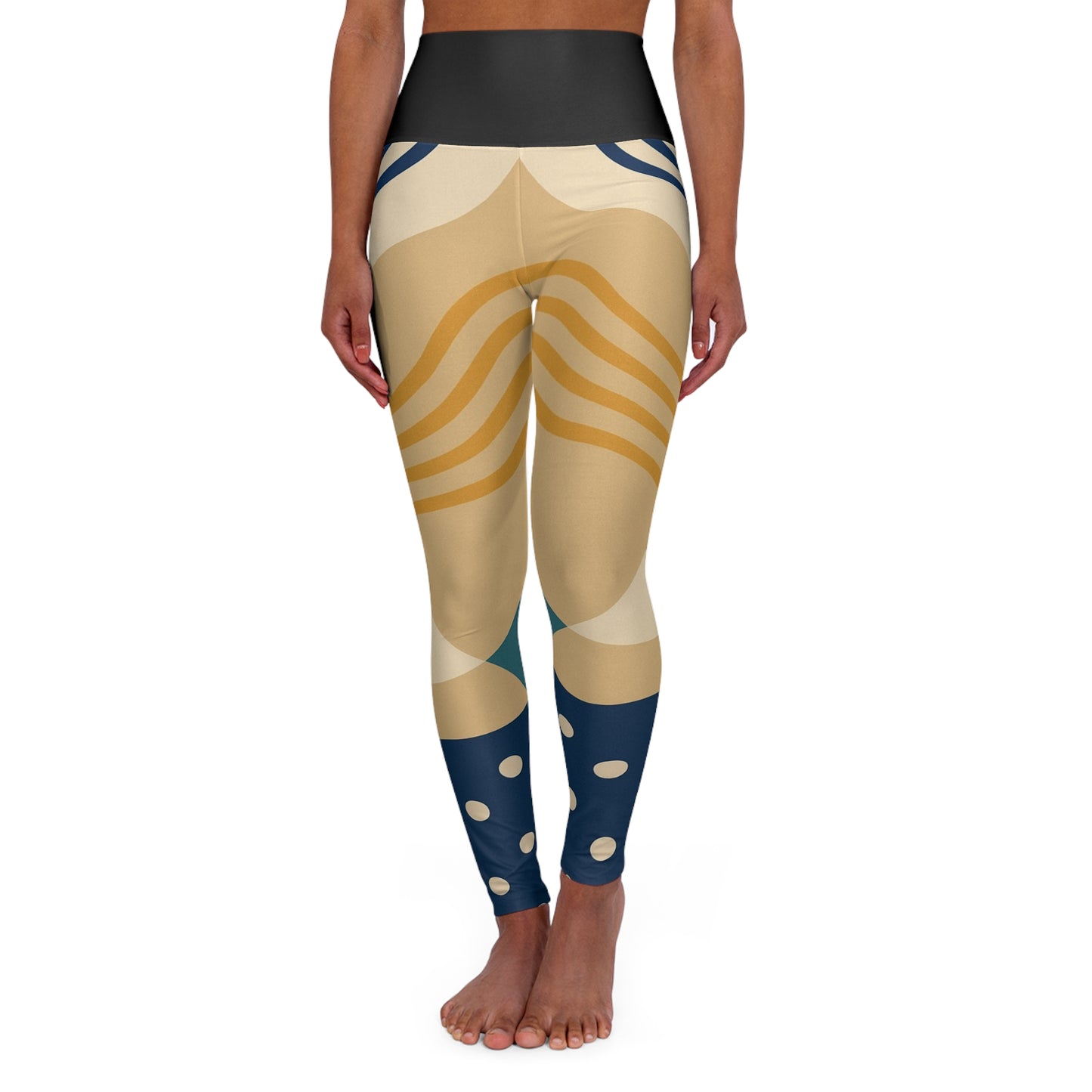 Abstract Retro Sunburst Leggings High Waisted Yoga Leggings | Geometric AOP