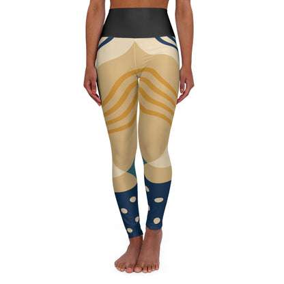 Abstract Retro Sunburst Leggings High Waisted Yoga Leggings | Geometric AOP