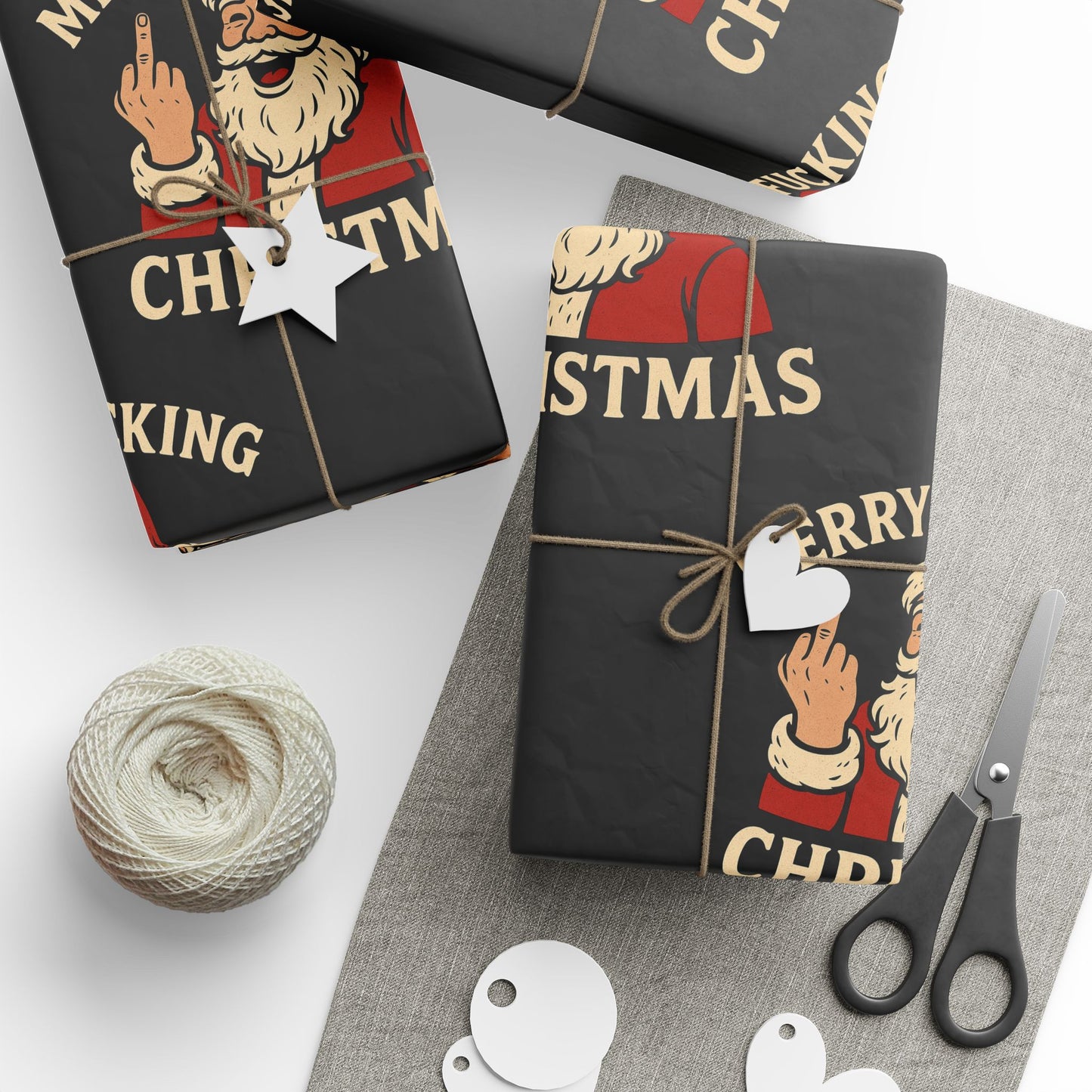Funny Christmas Wrapping Paper, Holiday Gift Wrap, Humorous Santa Design, Unique Festive Paper, Xmas Present Wrapping - TRV