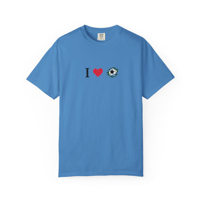 I Love Football (Soccer) Unisex Garment-Dyed T-shirt, Casual Tee, Everyday Wear, Gift for Him/Her, Stylish Apparel - TRV
