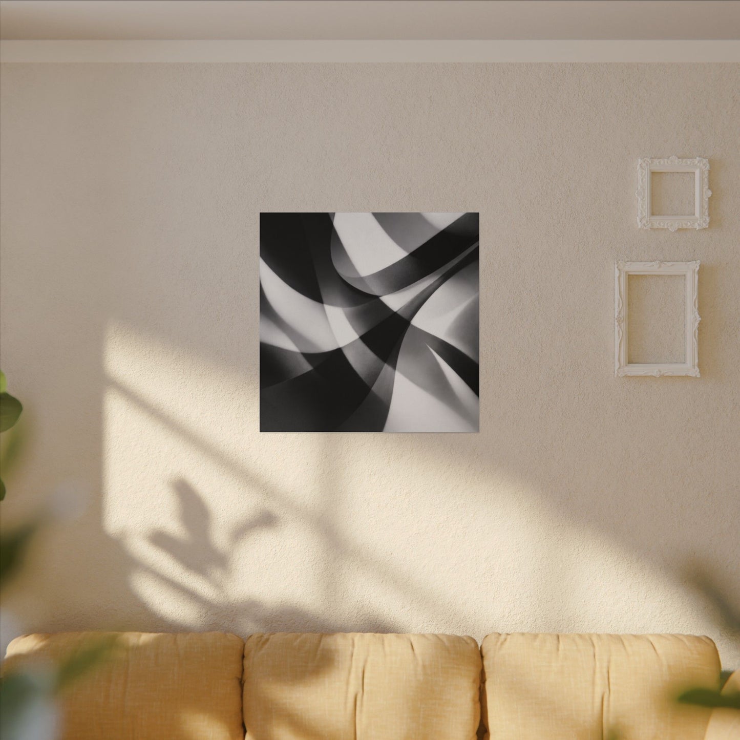 Abstract Black and White Swirl Matte Canvas