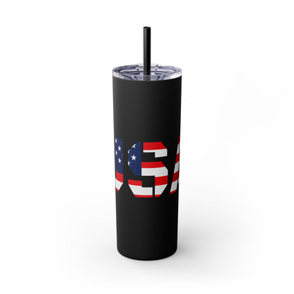 Skinny Tumbler — USA Flag 20oz Straw Tumbler (Patriotic Travel Cup)