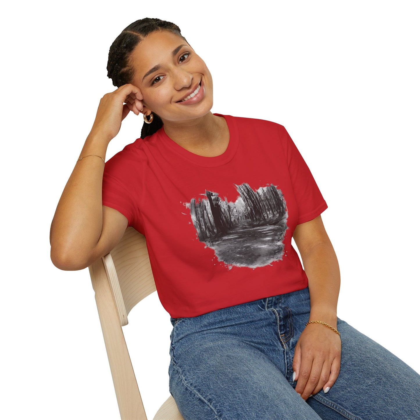 Minimalist Nature-Inspired Unisex Softstyle T-Shirt, Casual Wear, Everyday Style, Gift for Nature Lovers, Eco-Friendly Fashion
