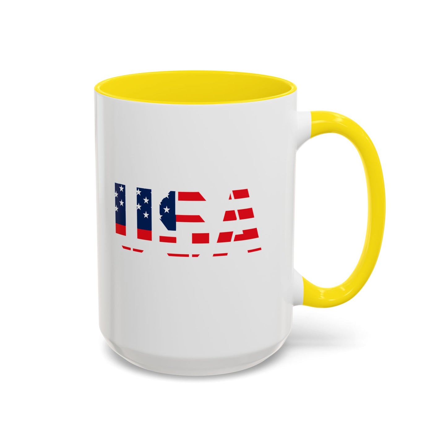 USA Flag Accent Coffee Mug — Patriotic 11/15oz Ceramic Coffee Cup