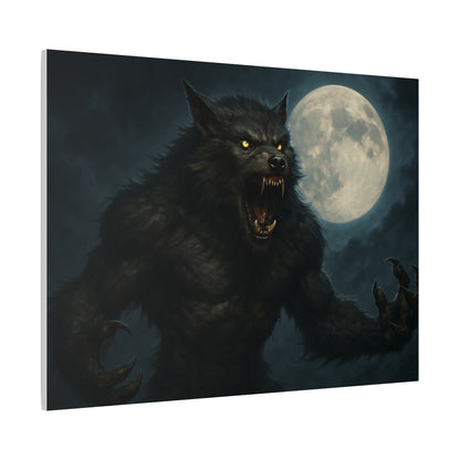 Werewolf Moon matte canvas print featuring a spooky full moon, ideal for wall art and home decor.