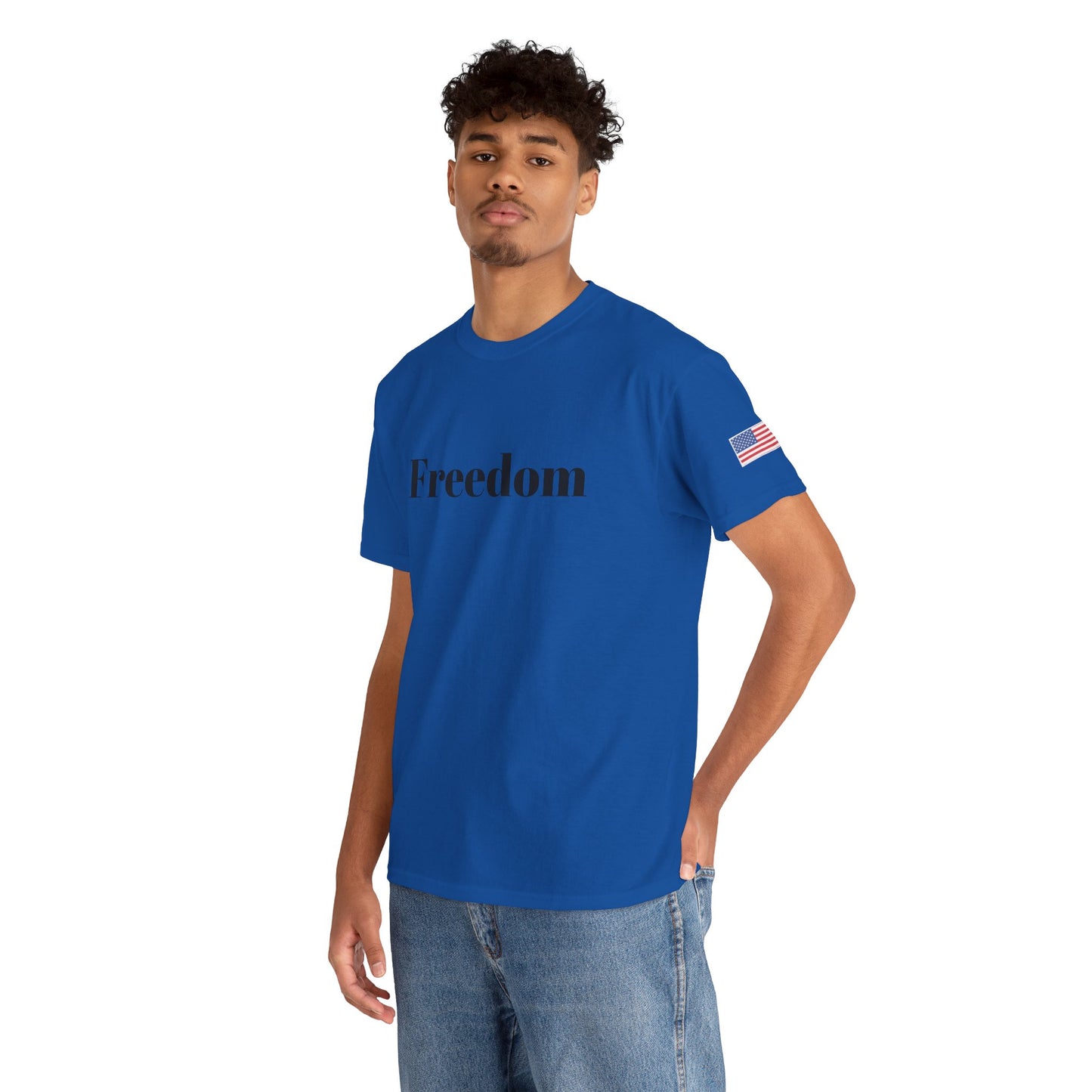 Freedom script tee | T-Shirt, American flag sleeve - TRV