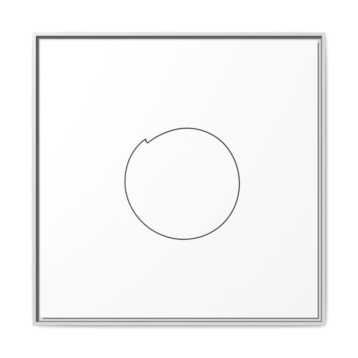 Framed matte canvas wall art featuring a minimal circular line design in black and white, by Printify.
