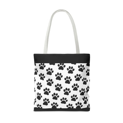Eco-friendly paw print tote bag by Printify, showing a spacious carryall with paw print design, perfect for dog and cat lovers.