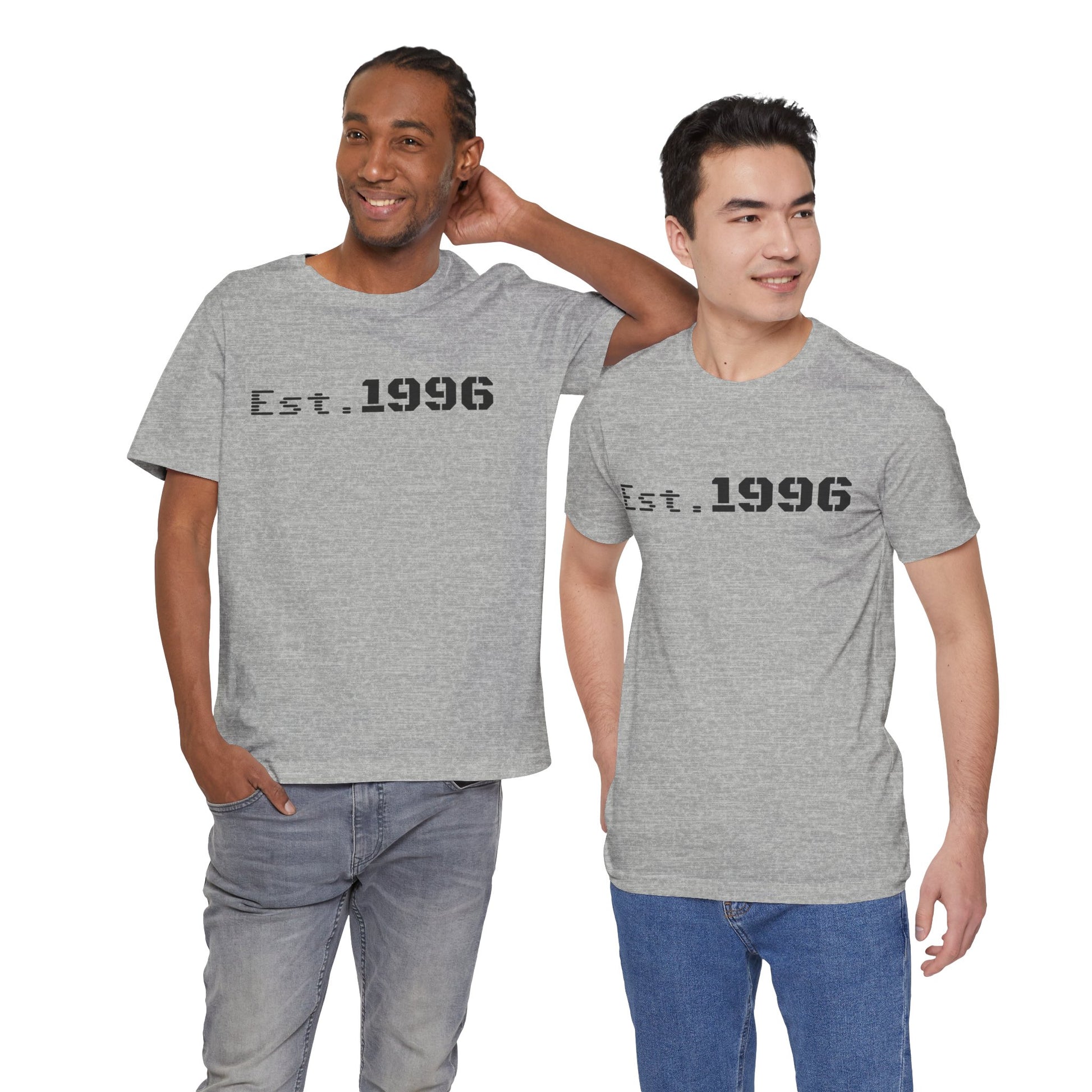 Vintage Est. 1996 T-shirt by Printify featuring a classic design, perfect as a birth year birthday gift.