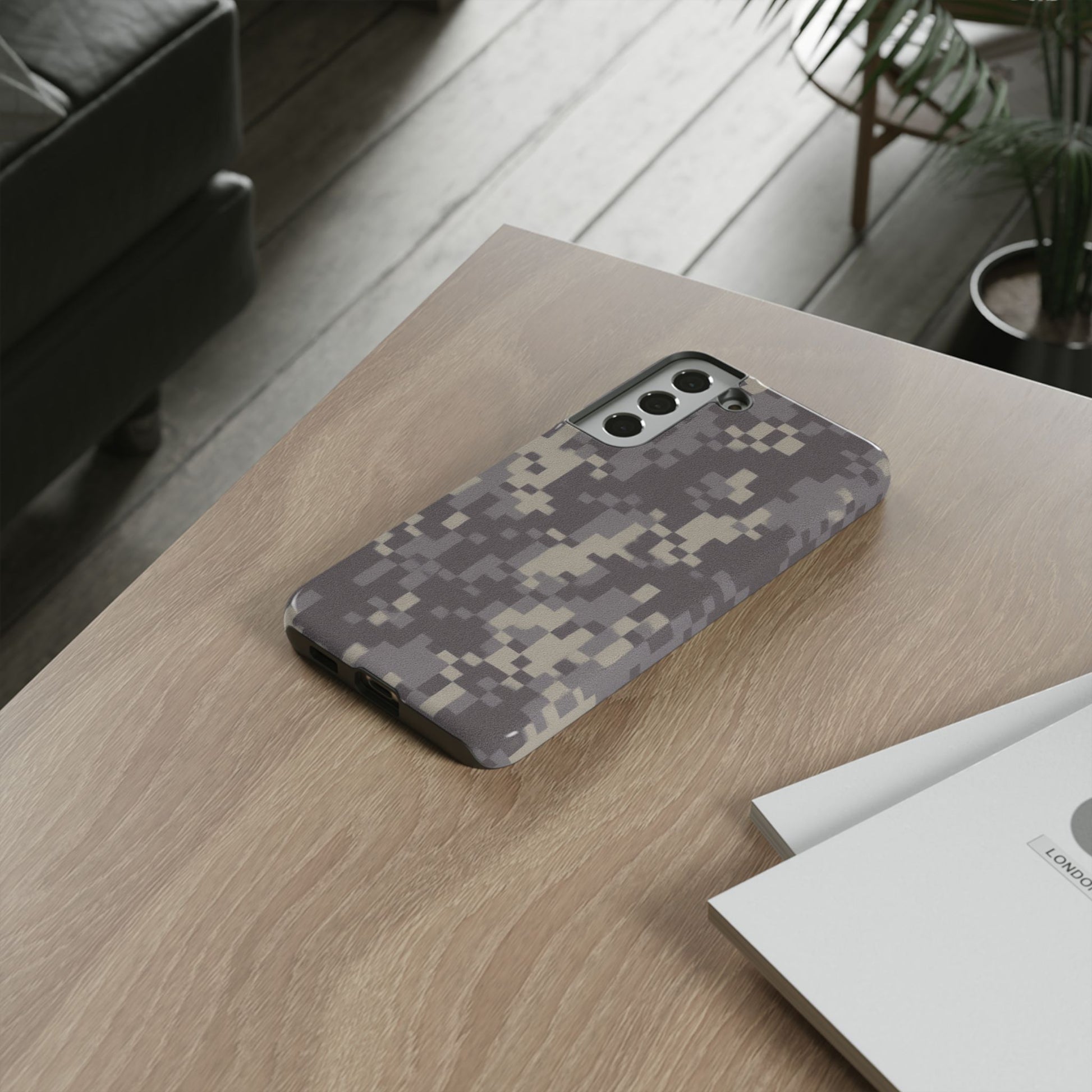 Digital camouflage tough phone case from Printify, rugged protective cover with a digital camo pattern for smartphones.