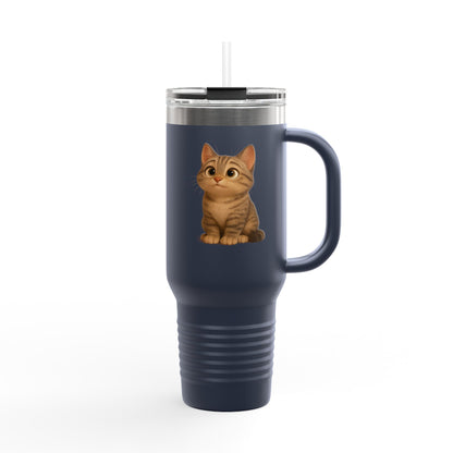 Cute Cat Insulated Travel Mug, Perfect for Pet Lovers, 40oz Coffee Cup, Travel Tumbler, Gift for Cat Lovers, Customizable Mug - TRV