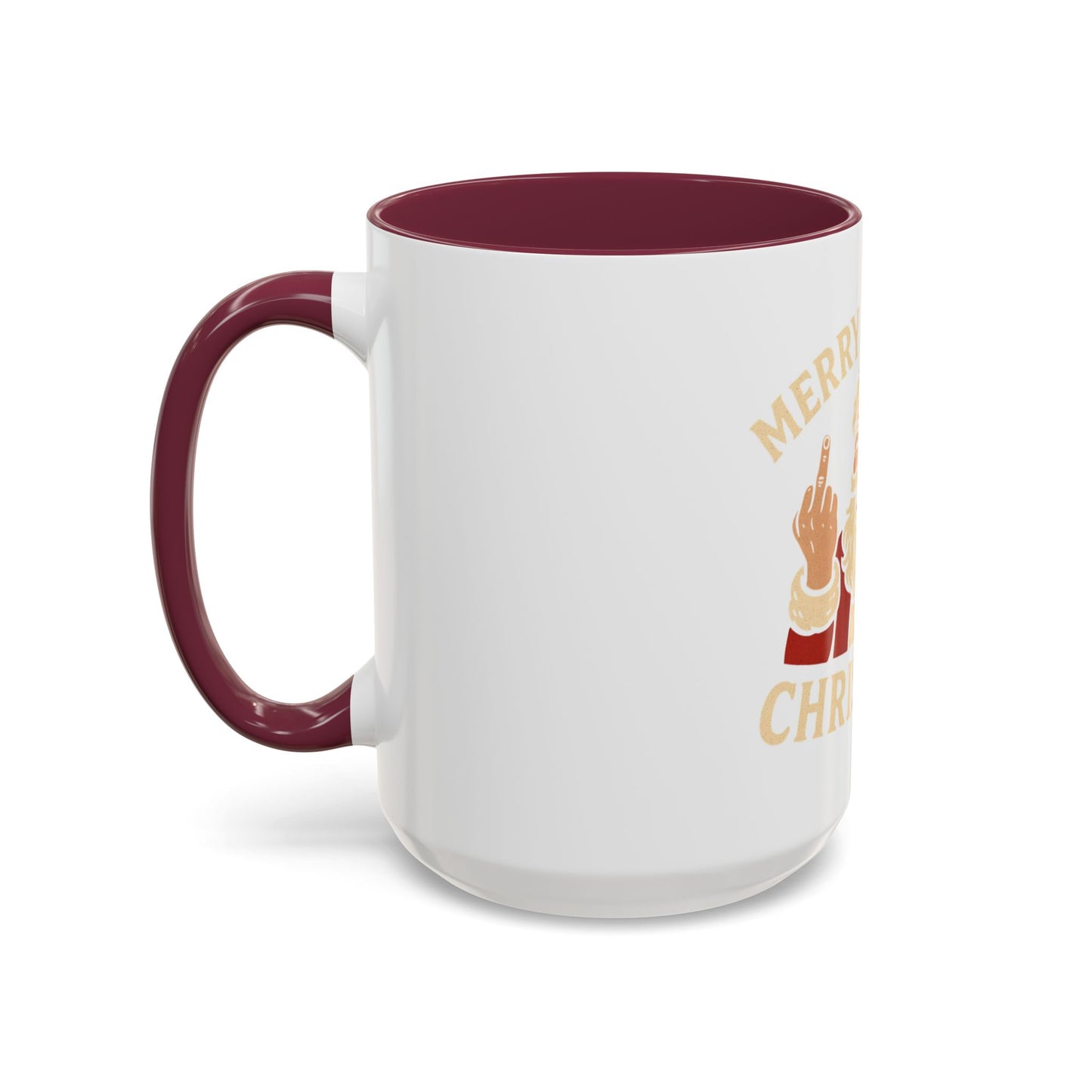 Merry Fucking Christmas Mug — Funny Santa Middle Finger Coffee Cup (11oz & 15oz)