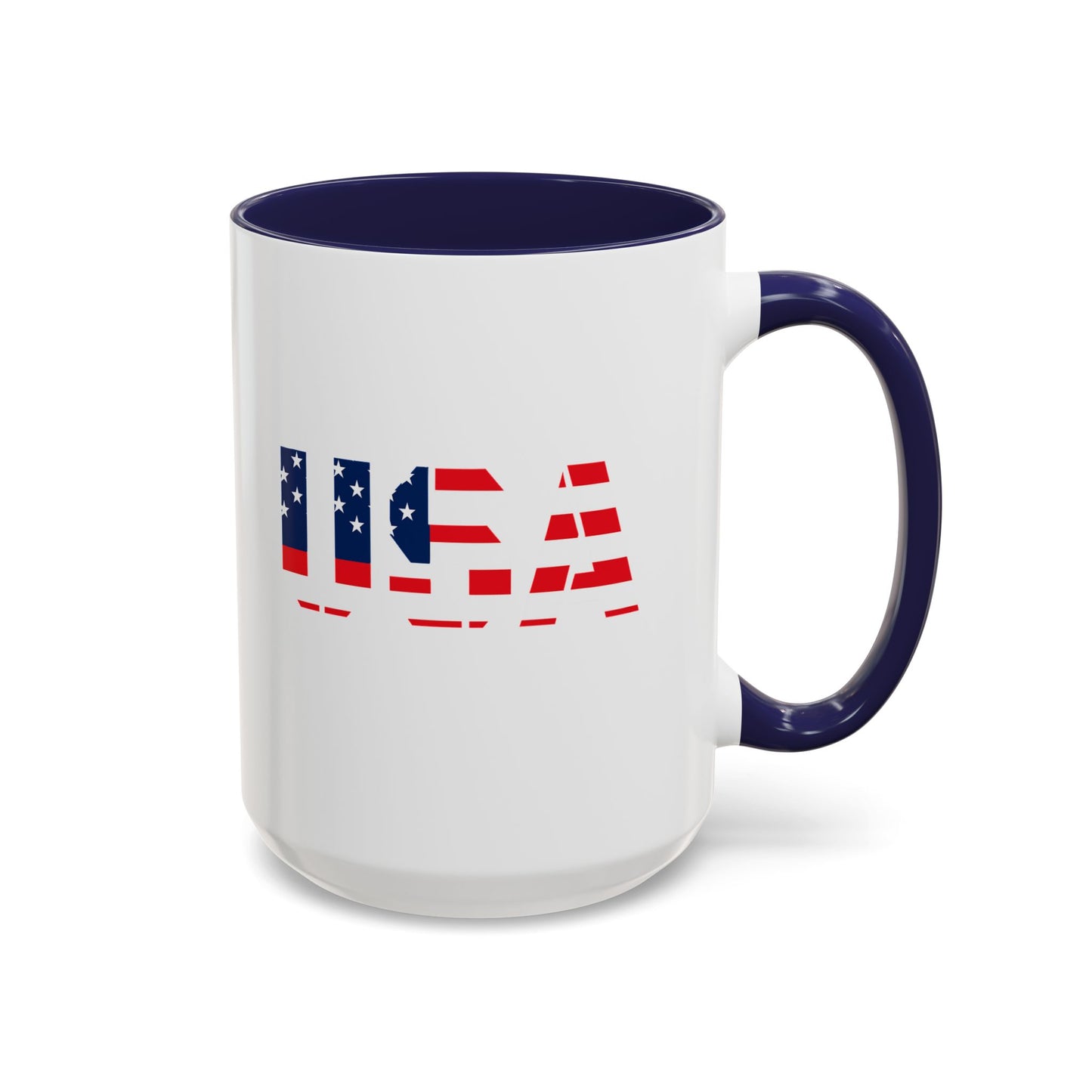 USA Flag Accent Coffee Mug — Patriotic 11/15oz Ceramic Coffee Cup