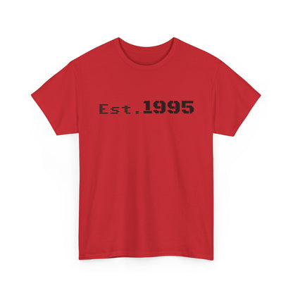 Vintage minimalist Est. 1995 T-shirt by Printify featuring a simple birthday design and classic fit.