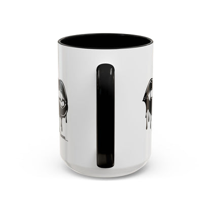 Black Dripping Bite Coffee Mug by Printify, 11oz or 15oz size, featuring a dripping bite design on ceramic surface.