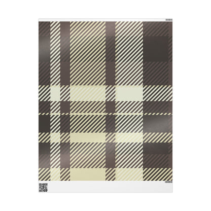 Plaid Stripe Wrapping Paper Roll — Neutral Black & Cream Gift Wrap
