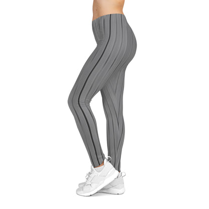 Women's gray pleated texture leggings with all-over print, casual style, featuring a stylish printed design from Printify.