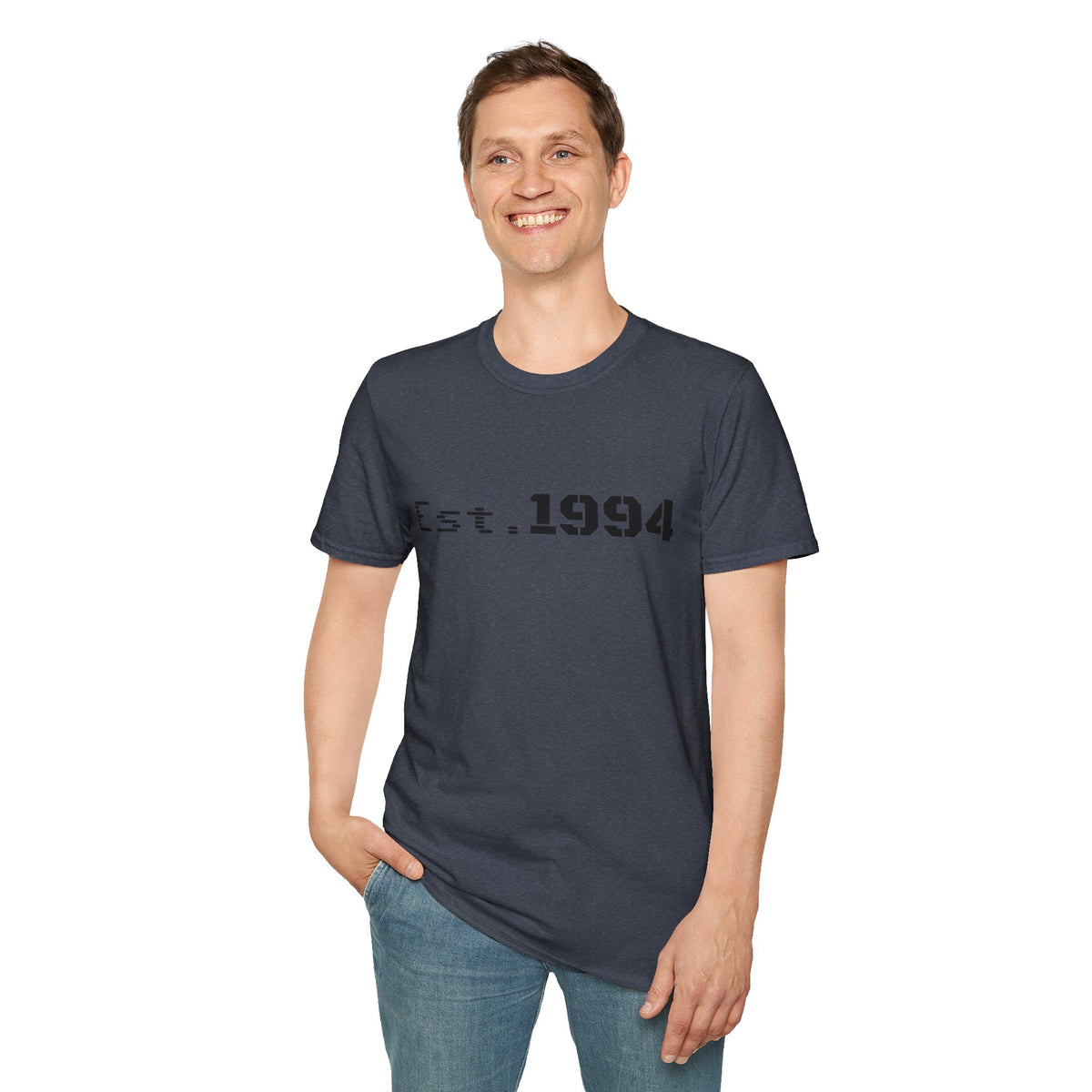 Vintage 1994 Est. graphic T-shirt by Printify featuring bold "Born 1994" design on a casual cotton tee.