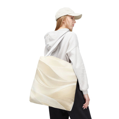 Cream Abstract Waves Tote Bag | Neutral Swirl Pattern
